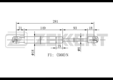 ZEKKERT gf1897 -  Газовая пружина, крышка багажник