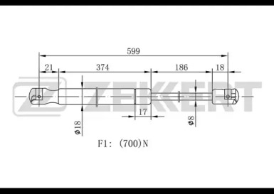 ZEKKERT gf2047 -  Газовая пружина, крышка багажник