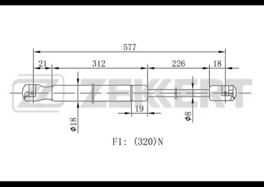 ZEKKERT gf2052 -  Газовая пружина, крышка багажник