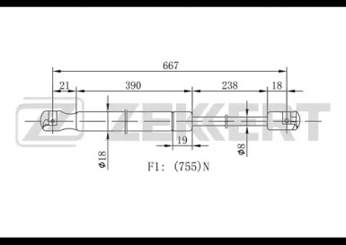 ZEKKERT gf2057 -  Газовая пружина, крышка багажник