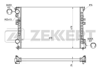 ZEKKERT mk1306 -  Радиатор охл. дв. citroen evasion 94-, jumpy 95-, fiat scudo (220_) 94-, peugeot 806 94-, expert 96