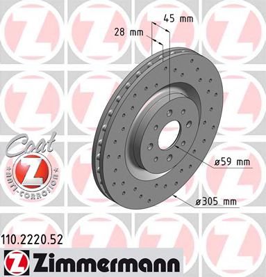 ZIMMERMANN 110222052 -  Тормозной диск