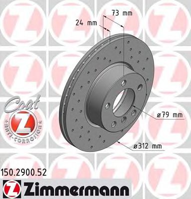 ZIMMERMANN 150290052 -  Диск тормозной вентилируемый, перфорированный