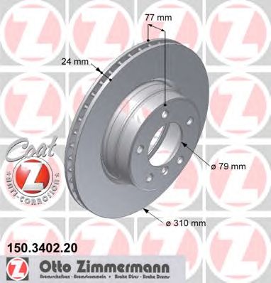 ZIMMERMANN 150340220 -  Тормозной диск