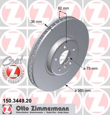 ZIMMERMANN 150344920 -  Тормозной диск