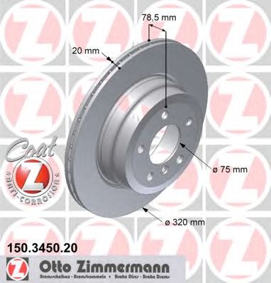 ZIMMERMANN 150345020 -  Диск тормозной вентилируемый, Coat Z