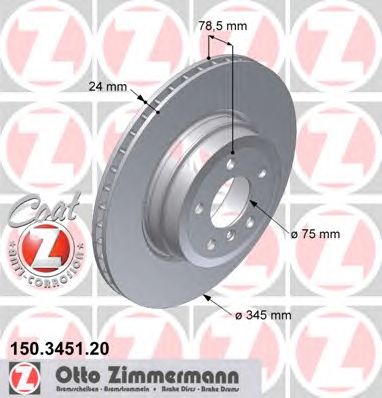ZIMMERMANN 150345120 -  Диск тормозной вентилируемый, Coat Z