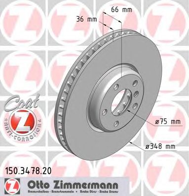 ZIMMERMANN 150347820 -  Диск тормозной вентилируемый, Coat Z
