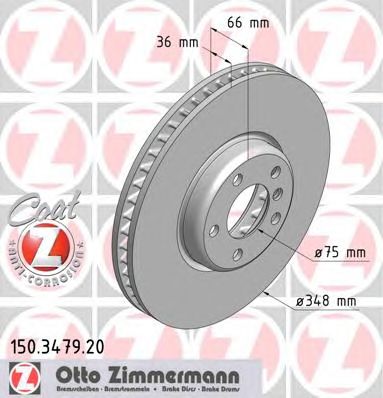 ZIMMERMANN 150347920 -  Диск тормозной вентилируемый, Coat Z