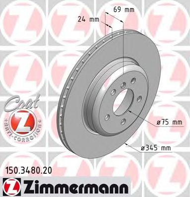 ZIMMERMANN 150348020 -  Диск тормозной вентилируемый, Coat Z