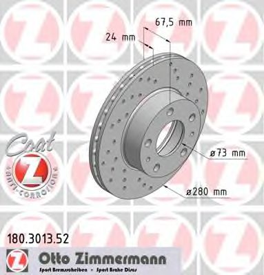 ZIMMERMANN 180301352 -  Диск тормозной вентилируемый, перфорированный