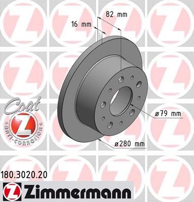 ZIMMERMANN 180302020 -  Диск тормозной, Coat Z