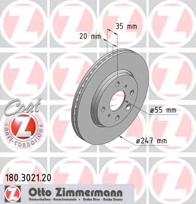 ZIMMERMANN 180302120 -  Диск тормозной вентилируемый, Coat Z