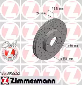 ZIMMERMANN 185395552 -  Диск тормозной вентилируемый, перфорированный