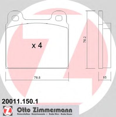 ZIMMERMANN 200111501 -  Комплект тормозных колодок, дисковый тормоз