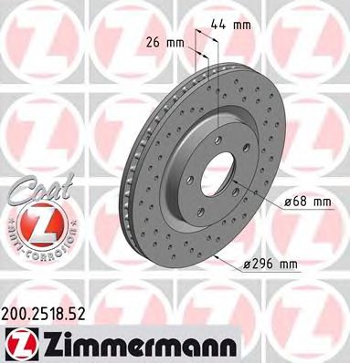 ZIMMERMANN 200251852 -  Диск тормозной вентилируемый, перфорированный