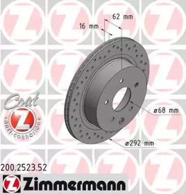 ZIMMERMANN 200252352 -  Диск тормозной вентилируемый, перфорированный
