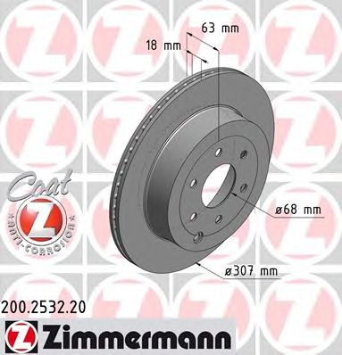 ZIMMERMANN 200253220 -  ДИСК ТОРМОЗНОЙ NISSAN PATHFINDER COAT Z