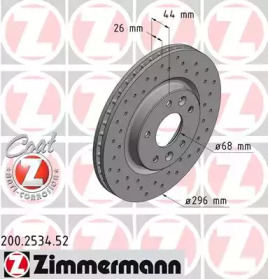 ZIMMERMANN 200253452 -  Диск тормозной вентилируемый, перфорированный