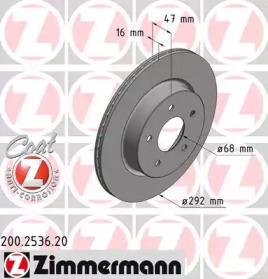 ZIMMERMANN 200253620 -  Диск тормозной вентилируемый, Coat Z