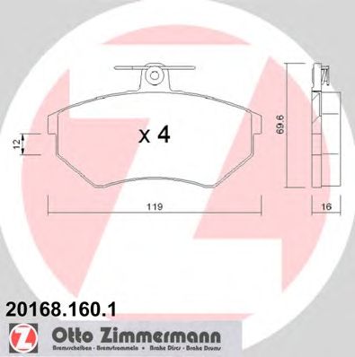 ZIMMERMANN 201681601 -  Комплект тормозных колодок, дисковый тормоз