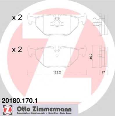 ZIMMERMANN 201801701 -  Комплект тормозных колодок, дисковый тормоз