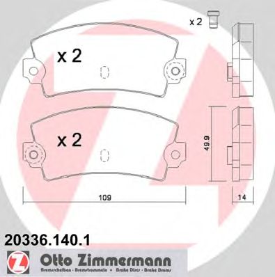 ZIMMERMANN 203361401 -  Комплект тормозных колодок, дисковый тормоз