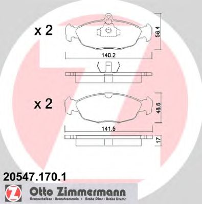 ZIMMERMANN 205471701 -  Комплект тормозных колодок, дисковый тормоз