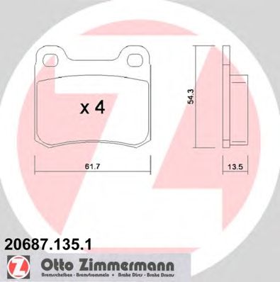ZIMMERMANN 206871351 -  Комплект тормозных колодок, дисковый тормоз