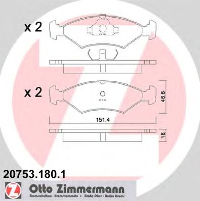 ZIMMERMANN 207531801 -  Комплект тормозных колодок, дисковый тормоз