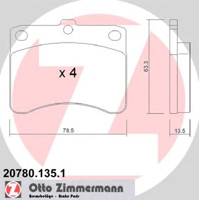 ZIMMERMANN 207801351 -  Комплект тормозных колодок, дисковый тормоз