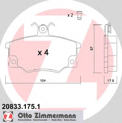 ZIMMERMANN 208331751 -  Комплект тормозных колодок, дисковый тормоз