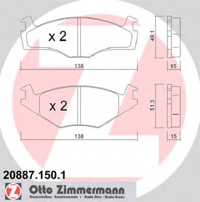 ZIMMERMANN 208871501 -  Комплект тормозных колодок, дисковый тормоз