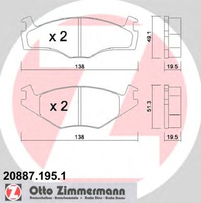ZIMMERMANN 208871951 -  Комплект тормозных колодок, дисковый тормоз