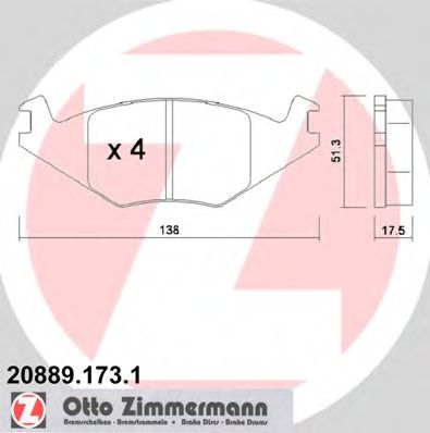 ZIMMERMANN 208891731 -  Комплект тормозных колодок, дисковый тормоз
