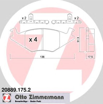 ZIMMERMANN 208891752 -  Комплект тормозных колодок, дисковый тормоз