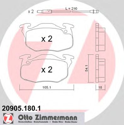 ZIMMERMANN 209051801 -  Комплект тормозных колодок, дисковый тормоз