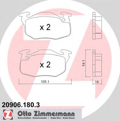 ZIMMERMANN 209061803 -  Комплект тормозных колодок, дисковый тормоз