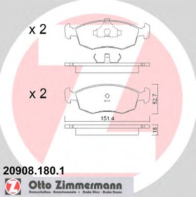 ZIMMERMANN 209081801 -  Комплект тормозных колодок, дисковый тормоз