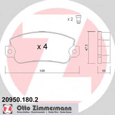 ZIMMERMANN 209501802 -  Комплект тормозных колодок, дисковый тормоз