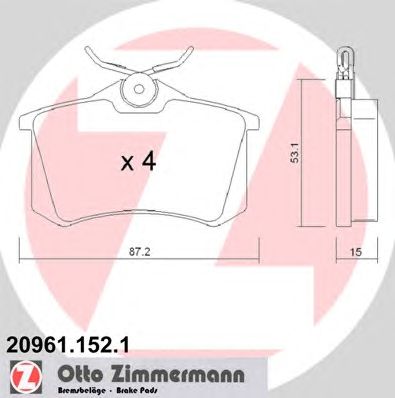 ZIMMERMANN 209611521 -  Комплект тормозных колодок, дисковый тормоз