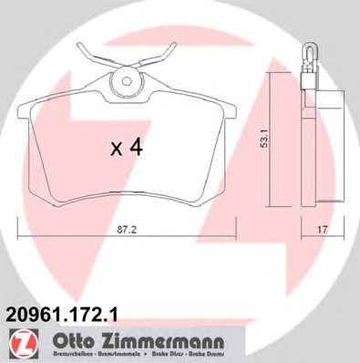ZIMMERMANN 209611721 -  Колодки тормозные дисковые задниеие комплект
