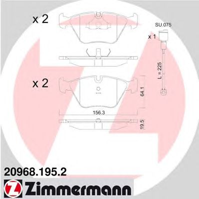ZIMMERMANN 209681952 -  Комплект тормозных колодок, дисковый тормоз