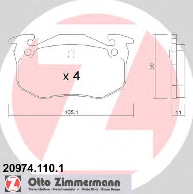 ZIMMERMANN 209741101 -  Комплект тормозных колодок, дисковый тормоз