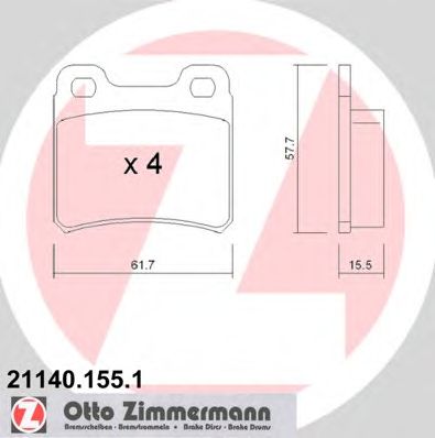 ZIMMERMANN 211401551 -  Комплект тормозных колодок, дисковый тормоз