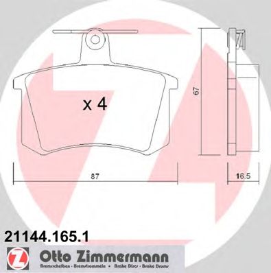 ZIMMERMANN 211441651 -  Комплект тормозных колодок, дисковый тормоз