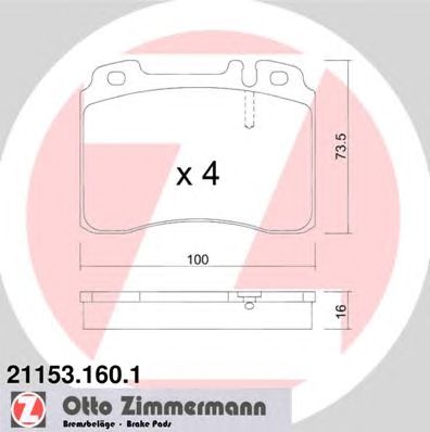 ZIMMERMANN 211531601 -  Комплект тормозных колодок, дисковый тормоз