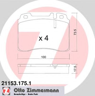 ZIMMERMANN 211531751 -  Комплект тормозных колодок, дисковый тормоз