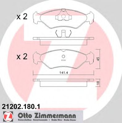 ZIMMERMANN 212021801 -  Комплект тормозных колодок, дисковый тормоз