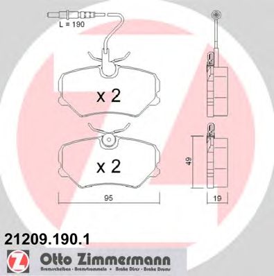 ZIMMERMANN 212091901 -  Комплект тормозных колодок, дисковый тормоз